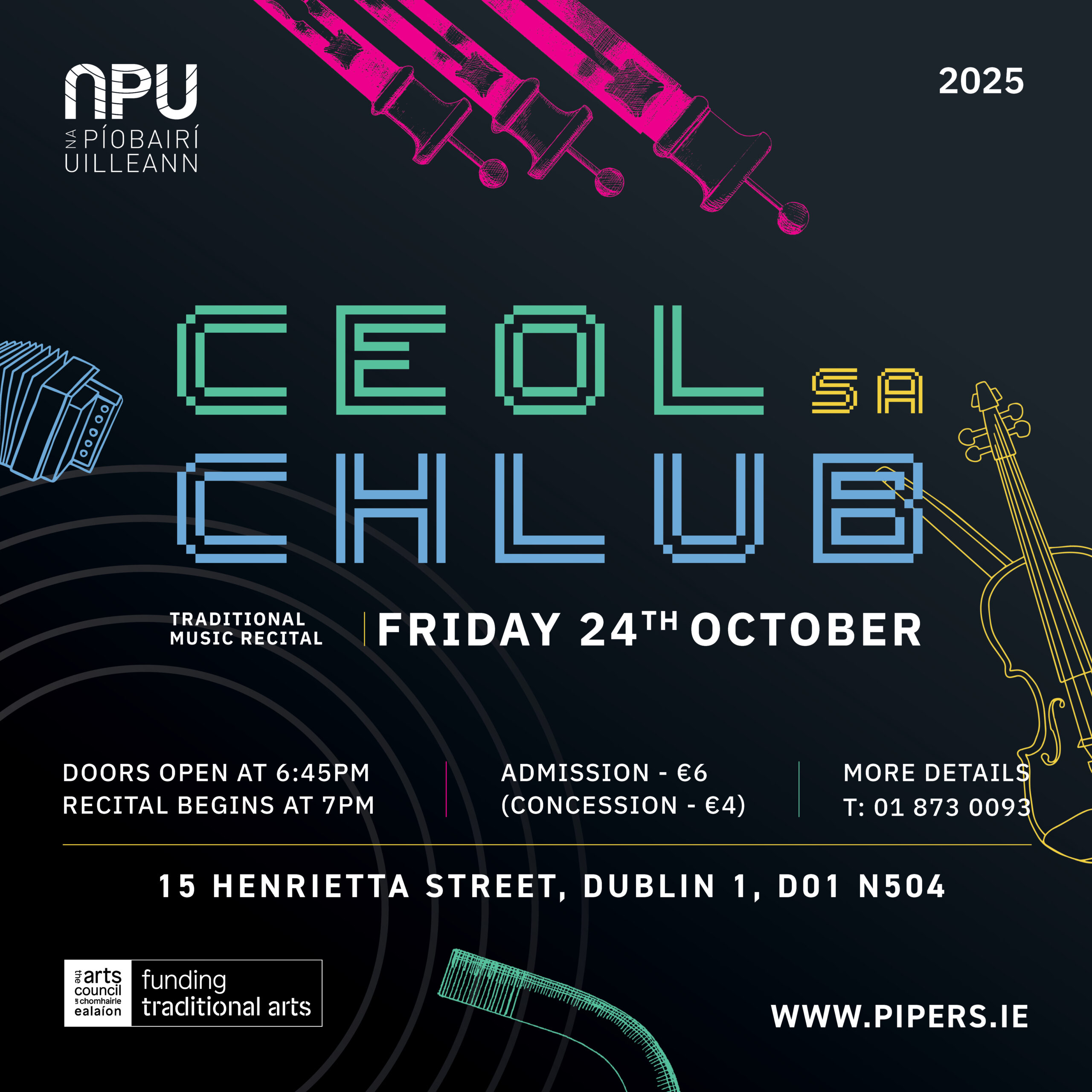 Ceol sa Chlub Poster for 24th October 2025