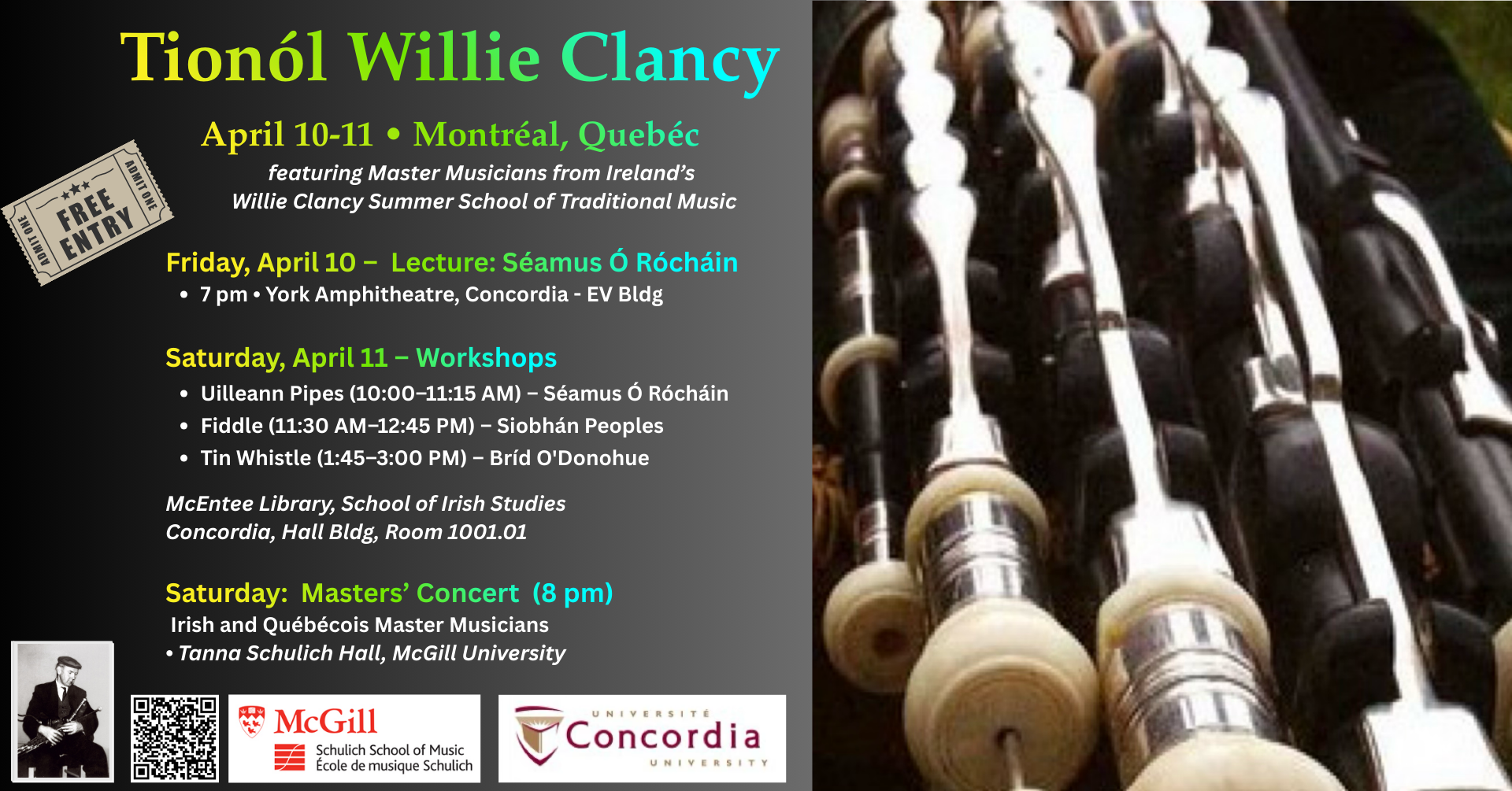 Tionól Willie Clancy Montréal, April 10-11, 2026